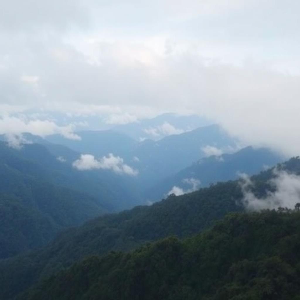 Misty mountain ridges of the Western Highlands of Papua New Guinea
